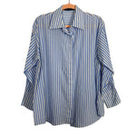 Lioness White/Blue Striped Button Up Top - Size XS