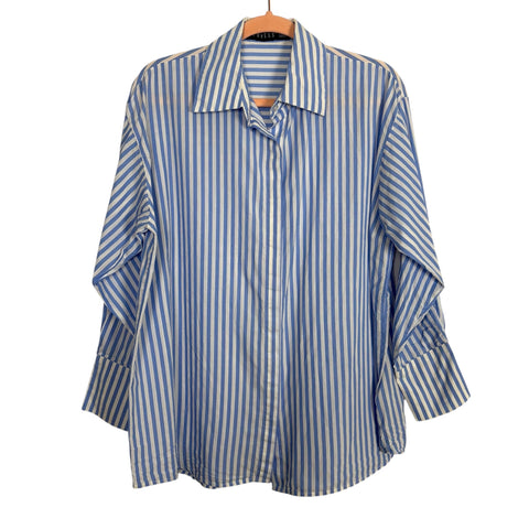 Lioness White/Blue Striped Button Up Top - Size XS