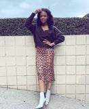 Urban Outfitters Animal Print Satin Elastic Waist Skirt- Size S