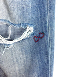 American Eagle Vintage High Rise Distressed Patch Embroidered Jeans- Size 12 (see notes, Inseam 26")