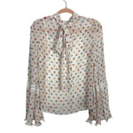 See By Chloe White Multicolor Neck Tie Blouse with Cami - Size 34