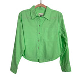 Universal Thread Lime Green Cropped Fit Button Up Top - Size S