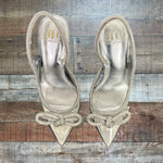 JLO Silver Rhinestone Clear Heeled Sandals- Size 8