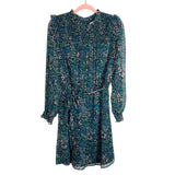Loft Floral Pattern with Sheer Sleeves and Tie Belt Smocked Ruffle Dress- Size 8