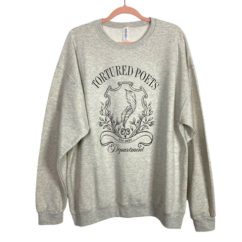 No Brand Heather Gray T-Swift Tortured Poets Department Sweatshirt-Size XL