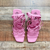 Scoop Pink Strappy Lace Up Block Heel Sandals- Size 7.5 (sold out online)
