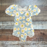 Sal & Pimenta Light Blue/White Flower Print Swimsuit - Size 3T