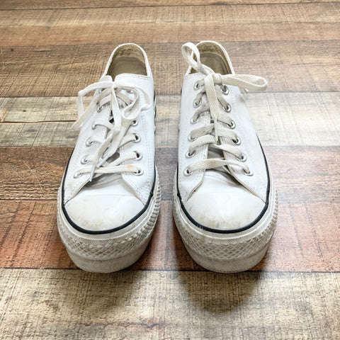 Converse White Leather Sneakers- Size 7.5 (see notes)
