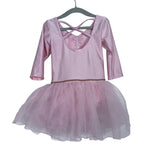 H&M Pink Criss Cross Back Glitter Tutu Leotard- Size 3/4T