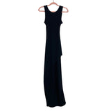 Superdown Black Ribbed with Criss Cross Back Straps and Front Slit Maxi Dress- Size XS