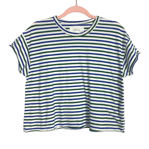 The GREAT. Striped Cotton Tee- Size 0