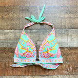 Victoria Secret Mint Green Floral Padded Bikini Top- Size S (we have matching bottoms, see notes)