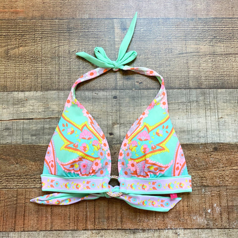 Victoria Secret Mint Green Floral Padded Bikini Top- Size S (we have matching bottoms, see notes)