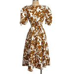 No Brand White/Brown Printed Side Cutout Dress - Size XS