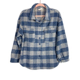 Goodnight Macaroon Blue Plaid Flannel Shacket- Size S (sold out online)