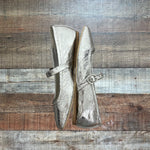 Dolce Vita Silver Mary Jane Distressed Leather Ballet Flats - Size 6 (Sold Out Online!)