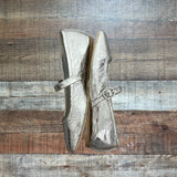 Dolce Vita Silver Mary Jane Distressed Leather Ballet Flats - Size 6 (Sold Out Online!)