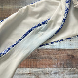 ELE SWIMS Blue and White Printed Back Tie Swim Top- Size S (see notes)