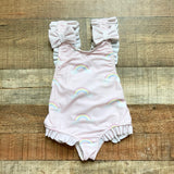 Sal & Pimenta Light Pink Rainbows with Ruffles and Bows One Piece- Size 6T