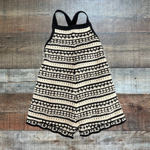 Zara Cream and Black Open Knit Romper- Size 3-4 Years