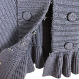 Marc by Marc Jacobs Vintage Navy Wool Blend Hook and Eye Closure Ruffle Cardigan Sweater- Size S