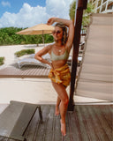 No Brand Tag (House of Harlow) Moss Green Shimmer Cinched Back Bikini Bottoms- Size ~S (see notes, we have matching top, sold out online)