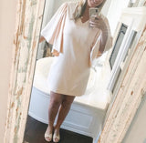 Abbey Glass Blush Flutter Sleeve V-Neck Dress- Size XL (see notes)
