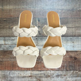 Express White Double Braided Leather Strap Stilettos- Size 9 (see notes)