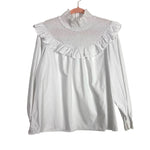 Sail to Sable White Smocked Mock Neck Long Sleeve Top- Size XXL (see notes)