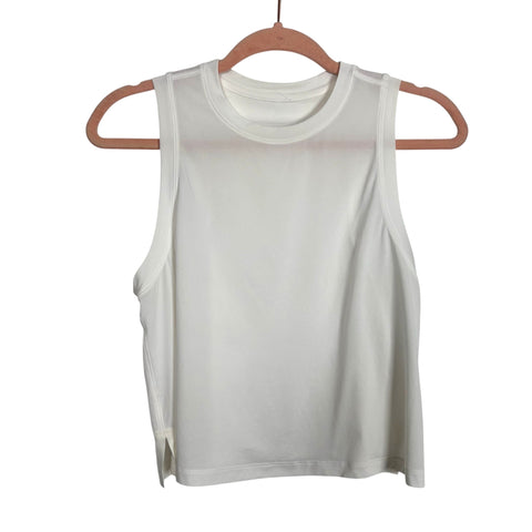 Lululemon White Ultralight Waist-Length Tank Top - Size ~4 (No Size Tag, Fits Like A 4)