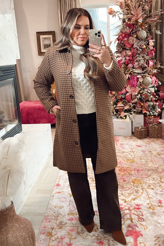 Abercrombie & Fitch Brown Houndstooth Wool Blend Jacket- Size L (sold out online)