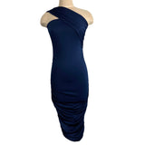 No Brand Navy Ruched Halter Dress- Size S