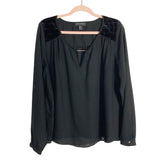Forever 21+ Black with Front Cut Out and Velvet Quilted Shoulder and Back Detail Top- Size XL