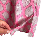 Holly Shae Design Pink Leaf Print Ruffle Sleeve Split Hem Dress- Plus Size (fits like 18)