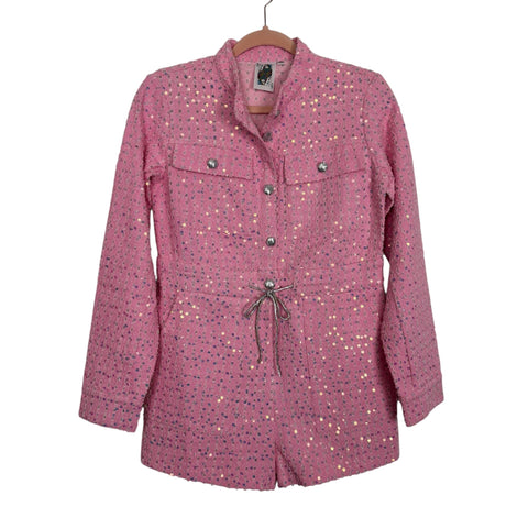 Queen Of Sparkles Pink Sequin Romper - Size XS
