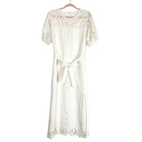Tularosa Cream Eyelet Button Front Slit Belted Dress- Size M (sold out online)