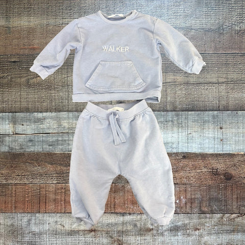 Zara Light Blue Walker Top + Pant Set - Size 3-6M