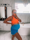 Maacie Hydrangea Blue with Inner Shorts Maternity Yoga Shorts- Size S (see notes)