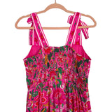 Beach Riot Pink Floral Print Tie Strap Maxi Dress - Size L