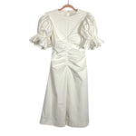 EDIT White Flare Sleeve Ruched A Line Dress- Size XS (see notes)