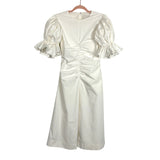 EDIT White Flare Sleeve Ruched A Line Dress- Size XS (see notes)