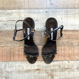 Manolo Blahnik Brown Button Strap Sandals- Size 38