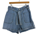 MNG Light Wash Belted Denim Shorts- Size L
