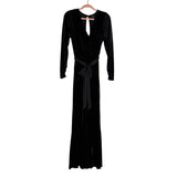 VICI Black Velvet Belted Cut Out Back Jumpsuit - Size M