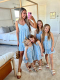 Pink Lily Light Blue with Daisy Print Keep Blooming Mini Dress- Size S