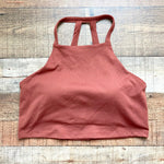 Gilly Hicks Brown Strappy Go Recharge Moisture Wicking High Neck Padded Sportlette NWT- Size XL