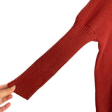 No Brand Brick Red Ribbed Turtleneck Tunic Sweater- Size S