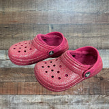 Crocs Magenta Sparkle Fleeced Lined Shoes - Size 9 Kids