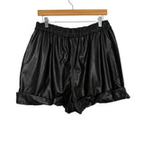 Amaryllis Black Faux Leather Elastic Waist Shorts- Size XL