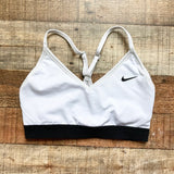 Nike White and Black Mesh Back Sports Bra- Size S
